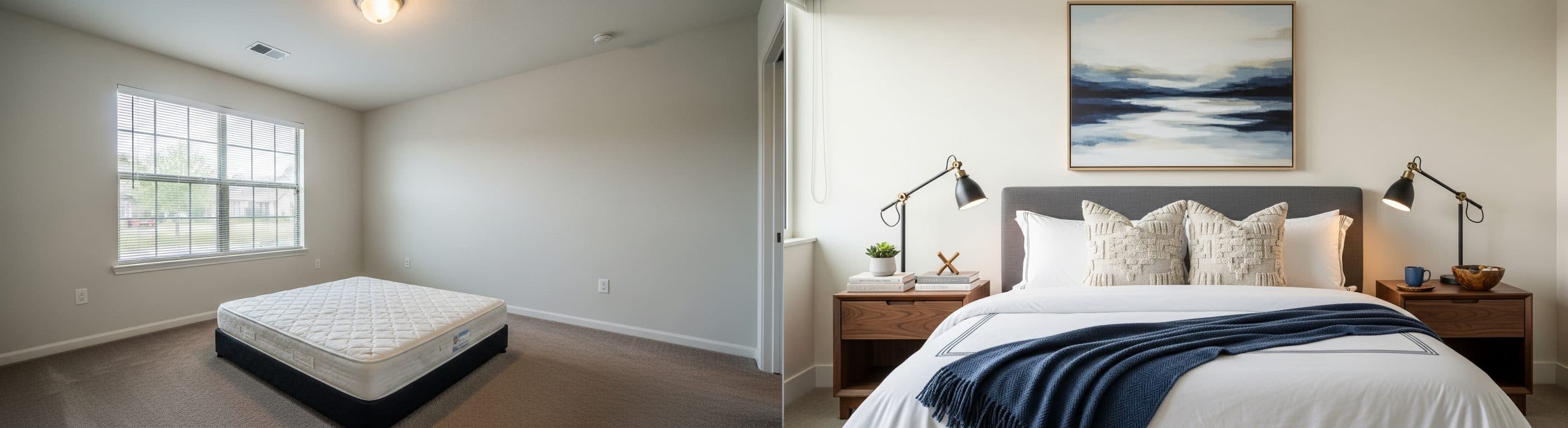 Schlafzimmer: Vorher vs. Nachher Virtual Staging