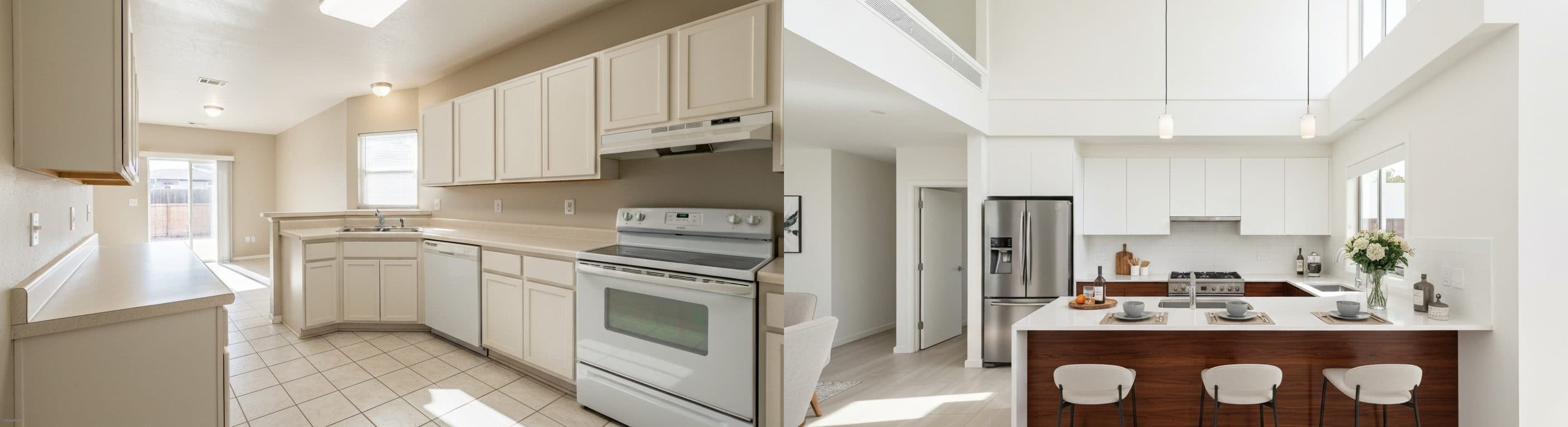 Küche: Vorher vs. Nachher Virtual Staging