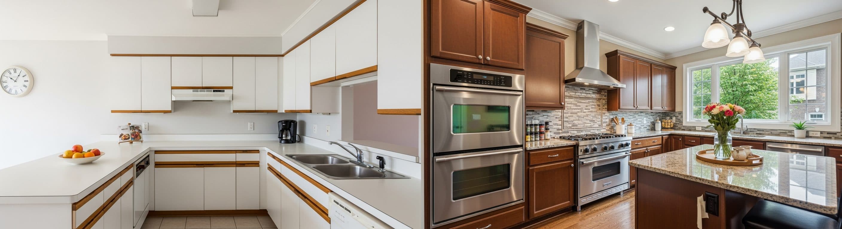 Küche: vor vs. nach virtuellem Staging