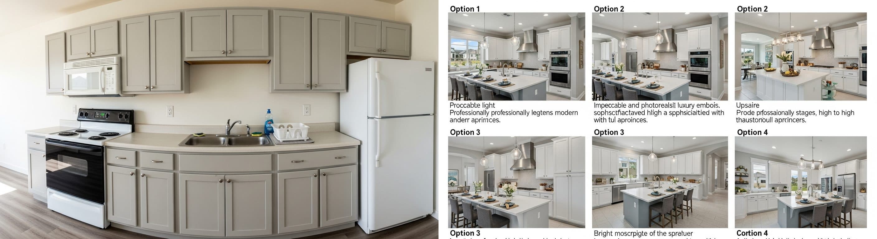 Küche: Vorher vs. Nachher Virtuelles Staging