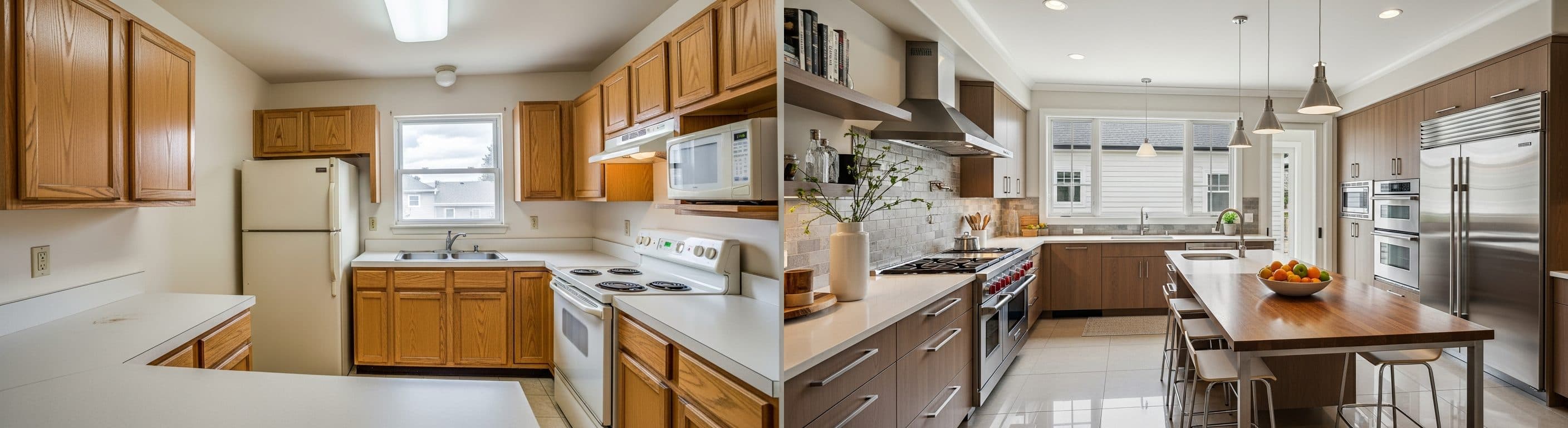 Kitchen: before vs after virtual staging