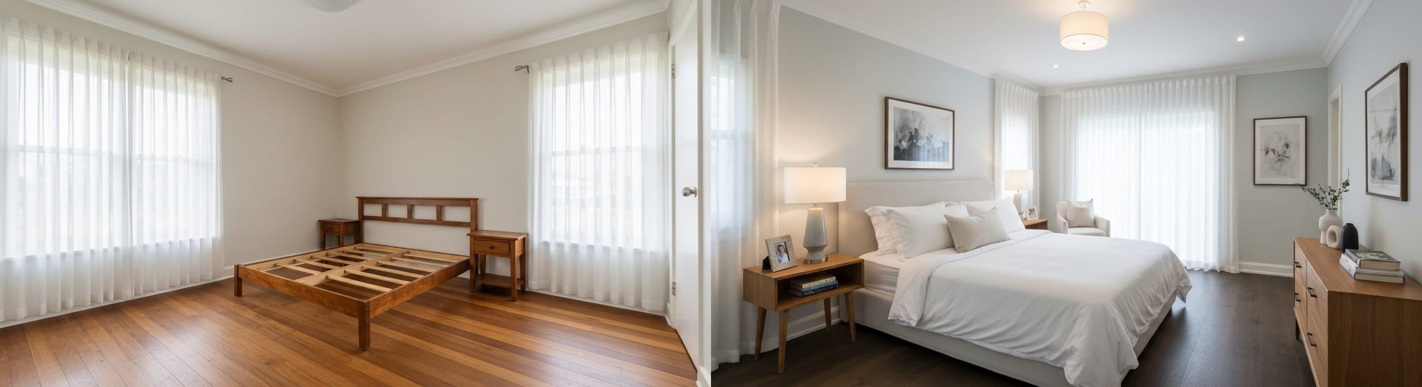 Bedroom: before vs after virtual staging