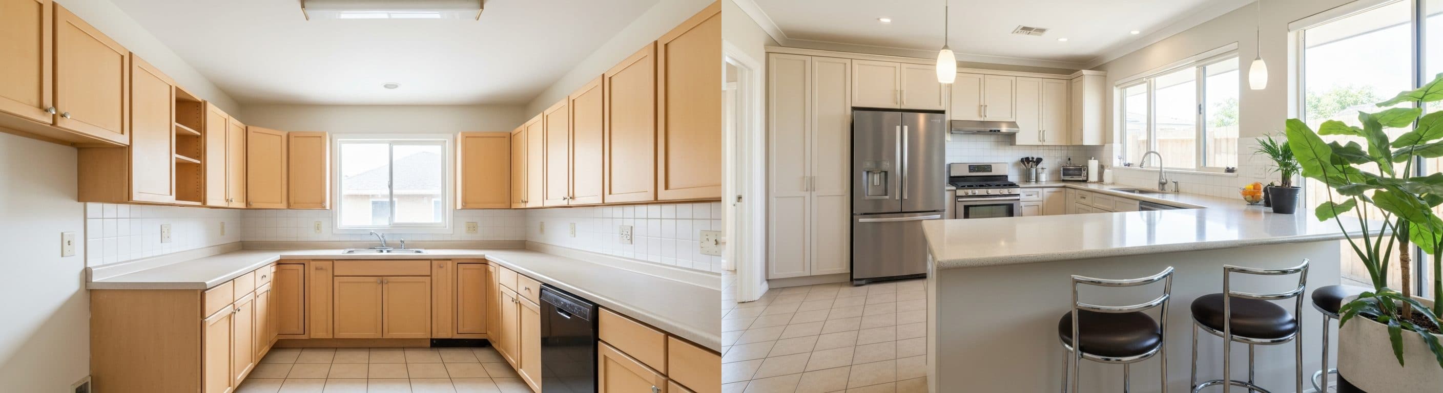 Küche: Vorher vs. Nachher virtuelles Staging