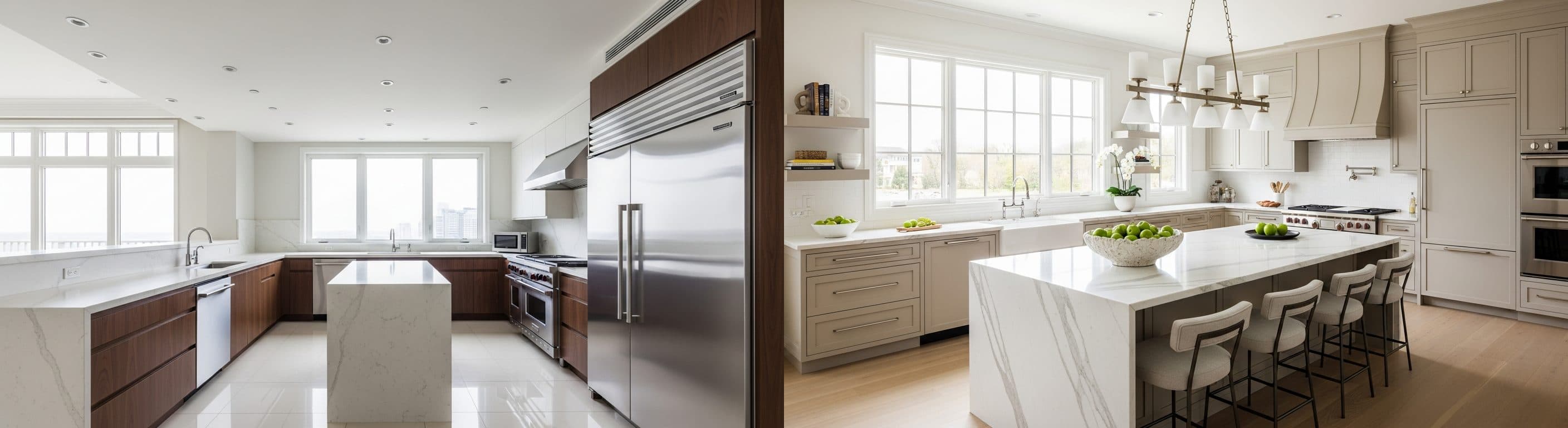 Küche: vor vs. nach virtuellem Staging