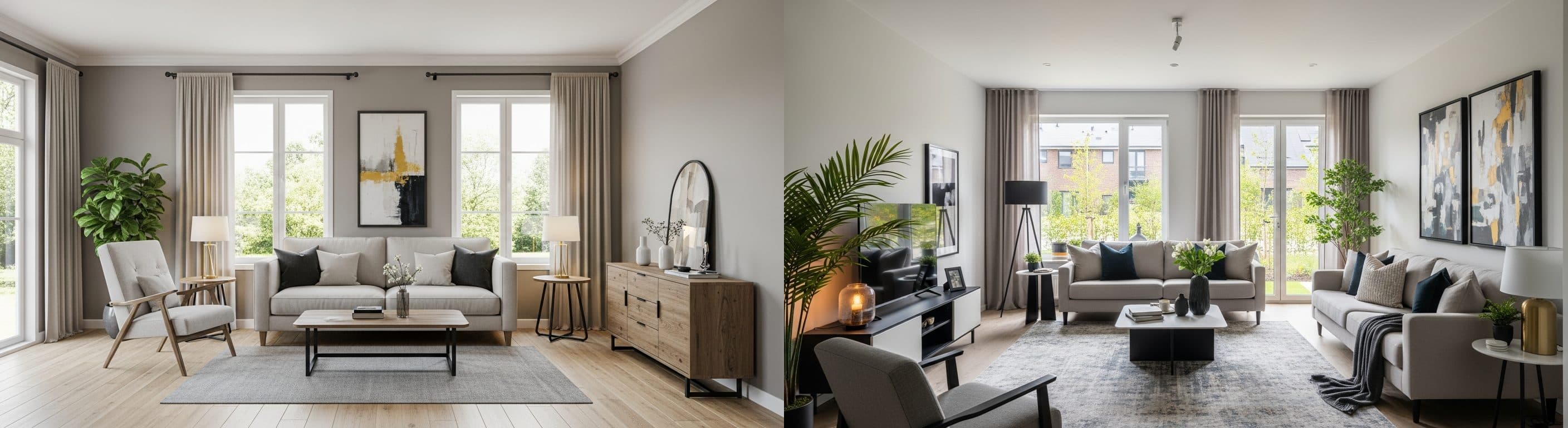 Living Room: before vs after virtual staging